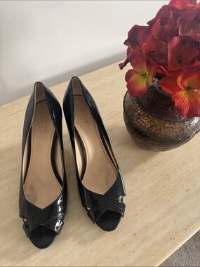 Cole Haan Black Patent Open-Toe Pumps
